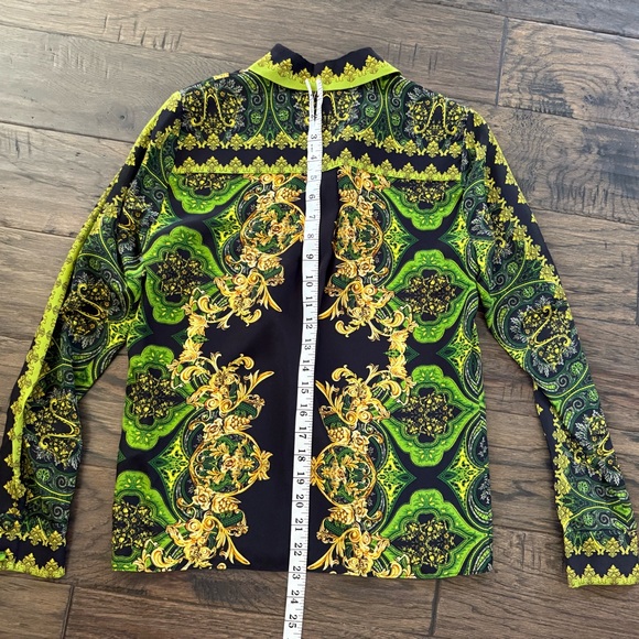 Alice and Olivia Willa Filigree Border Print Silk Blouse XS - Picture 5 of 5